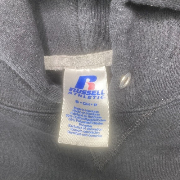 Russell Athletic Hoodie Mens Small Black You Gon Learn Today Streetwear Pullover - Picture 5 of 11